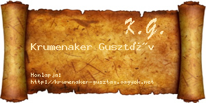 Krumenaker Gusztáv névjegykártya